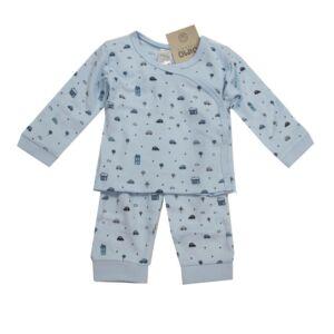 Dimo Baby Babyanzug Zweiteiler Schlafanzug Wickelshirt Blau Autos Jungen 