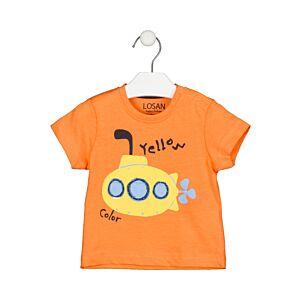 Losan Kinder T-Shirt Kurzarm Orange U-Boot Jungen Baby Sommer 