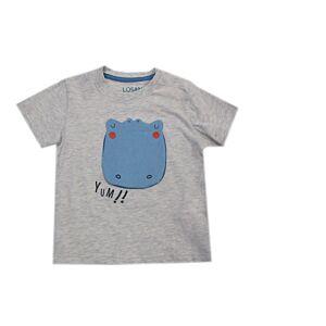 Losan Kinder T-Shirt Kurzarm Grau Flusspferd Jungen Baby Sommer 