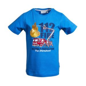 Salt and Pepper Jungen T-Shirt Kinder Motiv Feuerwehr Blau Wendepailletten Größe 92/98-128/134