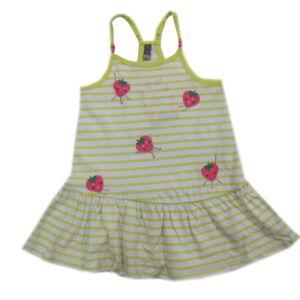 Losan Mädchen Kleid ärmellos Trägerkleid Kinder Sommer Erdbeere Weiß Grün gestreift 