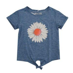 Topo Mädchen T-Shirt Kurzarm Blau Blumen Kinder 