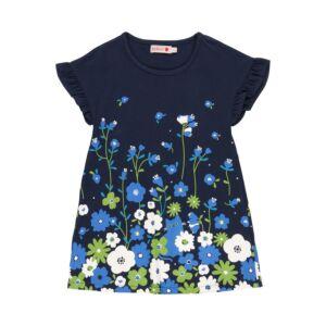 boboli Mädchen Kleid Sommer Shirtkleid Kinder Marine Blumen Größe 104-128
