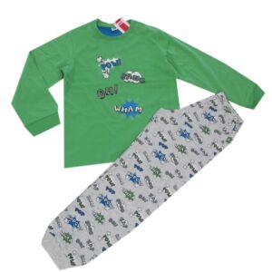 Kanz Jungen Nachtwäsche Pyjama Schlafanzug Zweiteilig Shirt Hose Grün Grau Kinder 