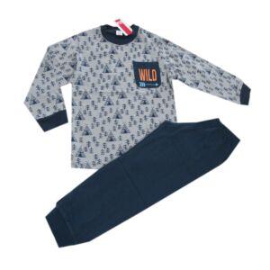 Kanz Jungen Nachtwäsche Pyjama Schlafanzug Zweiteilig Shirt Hose Grau Blau Kinder 